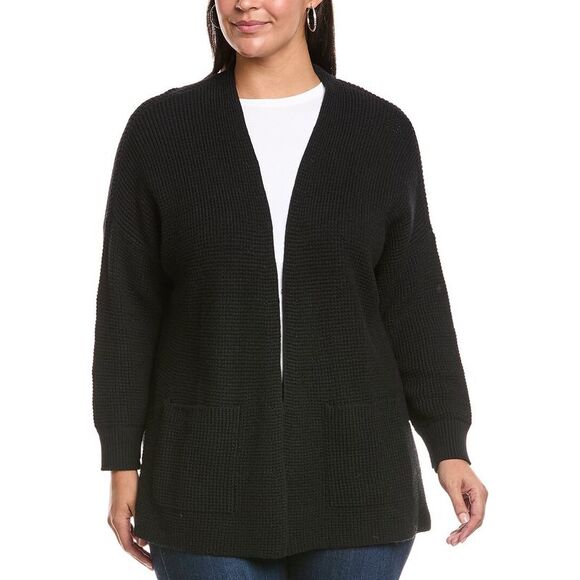 Eileen Fisher Womens  Plus Knit Cashmere-Blend Cardigan, Black - Picture 1 of 3